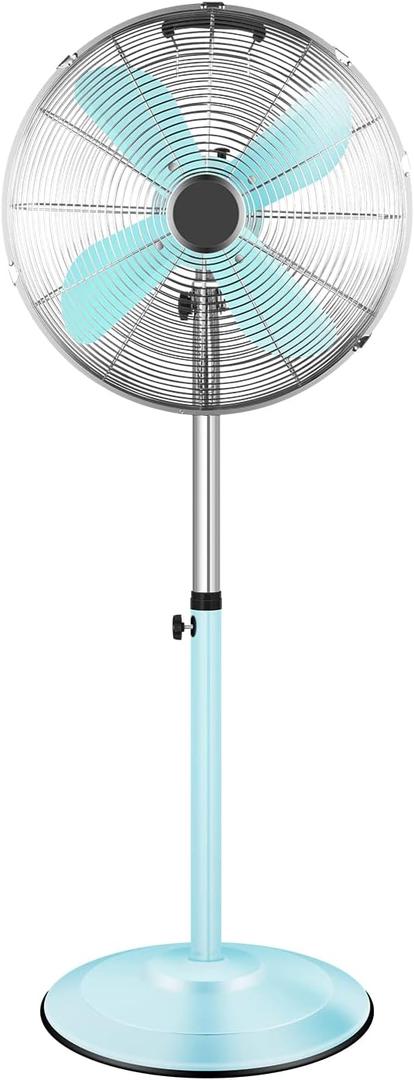 Simple Deluxe 16 Inch High Velocity Stand Fan, Adjustable Heights, 75Oscillating, Quality Made Fan with 3 Settings Speeds, Heavy Duty Metal for Industrial, Commercial, Residential, Color: Green