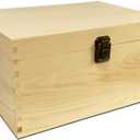 TWISTED ENVY Large Unfinished Wood Box with Hinged Lid and Front Clasp for Arts, Crafts, Hobbies and Home Storage 13.8x9.9x6.7Inch/ 3.33Gal 