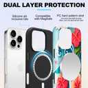 Magnetic for iPhone 16 Pro Case Cute Hibiscus Flower Ocean Wave Phone Case, Tropical Floral Beach Shockproof Slim TPU and Hard PC Protective Phone Cover Compatible with MagSafe Gift for Women