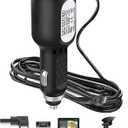 Dash Cam Charger Cable, 11.5FT Mini USB for 12V-24V Cars & Trucks, 3-in-1 Charging for Dash Cam, GPS Navigator, Mobile Phones & Other Devices