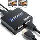 BolAAzuL 1x2 HDMI Splitter 1 in 2 Out 4K 1 to 2 HDMI Adapter for 2 Monitors with Power Adapter for Dual Monitors Mirror Display for TV Desktop Laptop PC Gaming