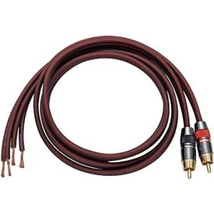 Audiophile Hi-Fi 14 Gauge OFC Speaker Cable with RCA Male (Black & Red) to 2 Bananas Plugs, 2 pack/1pair, (3M(9.9FT), 1 Pair(RCA to Bare Wire))