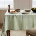 Linen Tablecloth for Rectangle Table 60x84 Inch Green, Farmhouse Style Sage Green Tablecloth, Water Resistant Burlap Tablecloths for Dining Table Farmhouse Kitchen