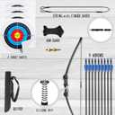 45" Youth Bow and Arrows Set for Kids 8-12 Teens Recurve Archery Beginner Gift Longbow Kit 9 Arrows, 4 Target Face Toy for Backyard Game Age 12-14 14-16 Black