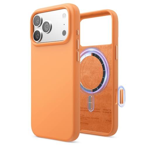 elago for iPhone 17 Pro Max Case, Premium Magnetic Silicone Case, Compatible with MagSafe, Liquid Silicone Material, Protective Cover, Shockproof, Slim Phone, 6.9 inch (Orange)