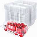 Haomian 50 Pcs Plastic 7 x 5 Inch ClamShell Takeout Trays Dessert Containers Plastic Hinged Food Container Disposable Clamshell Food Containers for Cakes Cookies Salad Bakery Supplies