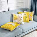 All Smiles Yellow Throw Pillow Covers 20x20 Set of 4 Outdoor Spring Summer Decorative Cushion Cases Home Dcor Decorations for Patio Couch Chair Sofa,Daisy Floral Gnomes