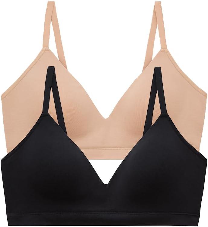 ThirdLove Form Fit Wireless Bra, Wire Free Bras with Support and Lift, Seamless, Comfortable Bras for Women, 2 PK Black/Taupe XL