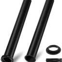 Tandefio 2 Pcs Flanged Sink Tailpiece 1-1/4" OD x 12" Brass Extension Tube for Trap Inlet Waste Sink Pipe Drain Connections, Black