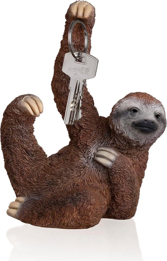 2 x Goody Products Magnetic Key Holder, Cute Magnetic Lazy Sloth Statue Keychain Securely Keep Keys and Metal Objects in Place | Best for Home, Living Room & Apartment Decor