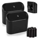 Ginsco 2 Pack Mini Car Trash Can with Lid, Small Car Garbage Can, Cute Leakproof ABS Trash Bin, Cars Accessories for Interior, Garbage Bin for Car, Home, Office with 120pcs Trash Bags Black