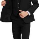 Boy Suits 5 Piece Slim Fit Suit for Kids Toddler Formal Set Wedding Ring Bearer Outfit (7, Black(bowtie))