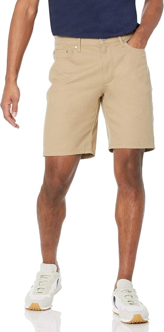 Amazon Essentials Men's Slim-Fit 9" Inseam Stretch 5-Pocket Short (33, Khaki Brown)