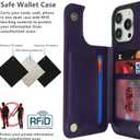 iCoverCase Compatible with iPhone 14 Pro Max Phone Case with Card Holder, Wallet Case for Women Men RFID Blocking PU Leather Protective Case 6.7 Inch (Dark Purple)