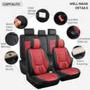 CAPITAUTO Car Seat Covers Full Set, Seat Covers for Car with Lumbar Support, Faux Leather Waterproof Seat Covers 5 Seats, Breathable Automotive Seat Covers Fit for Most Cars SUV Truck (Red & Black)