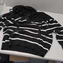 VIMPUNEC 2024 Fall Womens Oversized Hoodies Knit V Neck Sweaters Fashion Casual Pullover Tops (X-Large, C Stripe Black)