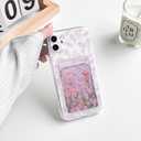 NITITOP Compatible with iPhone 11 Case Clear with Card Holder Cute Flower Floral Leave Pattern for Women Girl Soft TPU Shock-Absorbing Wallet Case Protective Phone Cover - Light Pink