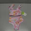 YOUNGER TREE Toddler Girls Two Pieces Swimsuit Color Block Stripe Swimwear Summer Beach Bathing Suit 18M-5T (6-7 Years, Pink Flower Bud)