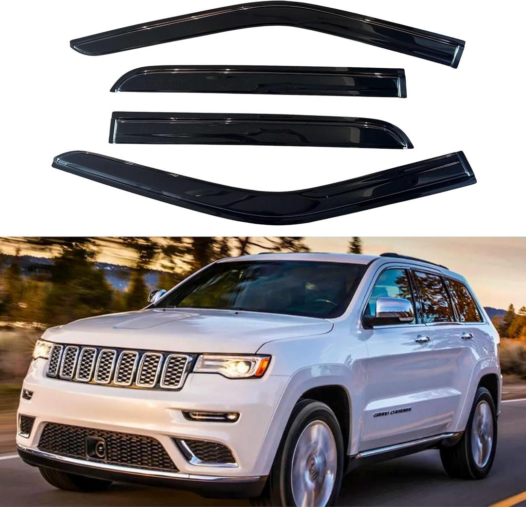 IG Window Visors Fit for 2011-2021 Jeep Grand Cherokee, Out-Channel Rain Guards Vent Wind Deflectors 4PC, Car Accessories for 11-21 Grand Cherokee (Excludes L Model)