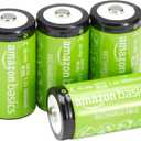 Amazon Basics Rechargeable C Cell Batteries, 4-Pack, NiMH, 5000 mAh, Recharge up to 1000x Times, Pre-Charged