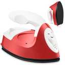 Honoson Mini Craft Iron Mini Heat Press Small Iron 3.93 x 2.36 x 2.76 in Portable Handy Tiny Flatiron with Charging Base Accessory for Fuse Bead Patch DIY Heat Transfer Vinyl(Red)