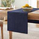 ZeeMart Burlap Style Farmhouse Table Runners 60 Inches Long, Navy Rustic Woven Dining Table Runner for Everyday Use, 14x60 Inches, Navy