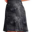 SANTINY 19" Golf Skorts Skirts for Women Zipper Pockets Knee Length Skort Women's High Waist Athletic Tennis Skirt (Medium, Black Tie-dye)