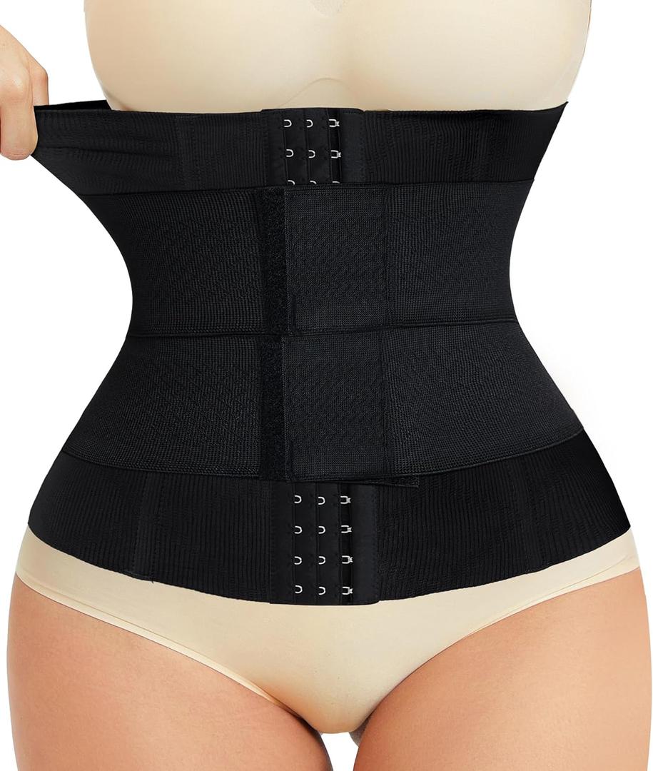 LODAY Waist Trainer Corset Shapewear Tummy Control Body Shaper Waist Cincher for Women Postpartum Belly Band Wrap (X-Large, Black(adjustable Belt,hook))