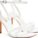 LULLASONG Women's Heels Strappy Ankle Strap High Heels 3.5 Inch Heeled Square Open Toe Sandals for Women, Size 7.5