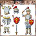 Cuffbow 12 Set the Full Armor of God Kids Knight Armor Costume Set Medieval Role Play with Helmet Shield Sword Belt Chest Piece Accessories for Kids Pretend Role Adventurer Medieval-themed Events