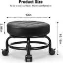 Low Roller Seat Low Height Rolling Stool PU Leather Rolling Stool, Modern Rolling Chair for Home Office Garage Shop
