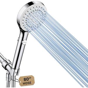 FASDUNT Shower Head with Handheld, High Pressure Handheld Shower Head with 80" Extra Long Stainless Steel Hose & Adjustable Bracket, Showerhead with ON/OFF Switch for Pets Bath