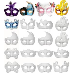 15 PCS DIY White Masquerade Masks DIY Paper Blank Half Face Mask Craft Art Plain Paintable Mardi Gras Masks Halloween Party Mask