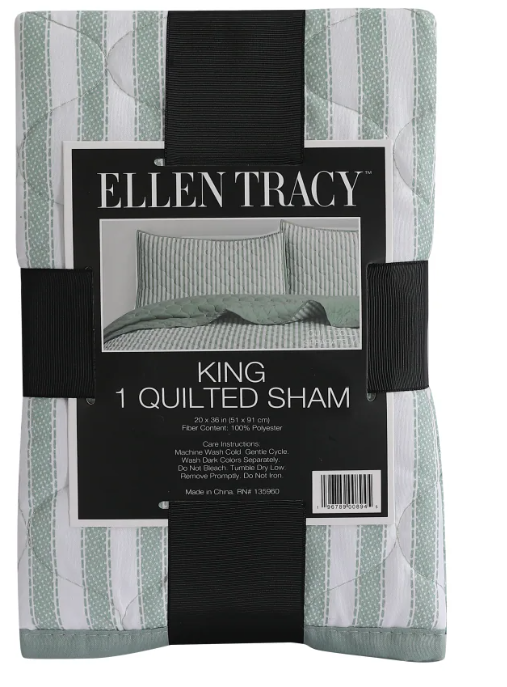 Ellen Tracy King 1 Quilted Sham 20x36 100%Polyester