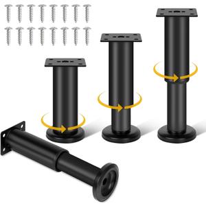 4 Piece Adjustable Height Bed Frame/Slat Center Support Legs, Metal Furniture Legs, for Bed/Sofa/Cabinet/Dresser/Table etc., Heavy Duty Bed Replacement Legs(4.72-7.08 Inchs)