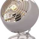 Vornado VFAN™ Mini Classic Vintage Metal Desk Fan, 2-Speed, Adjustable Tilt, Personal Air Circulator for Bedroom, Office, Dorm Room, Portable Quiet, Driftwood, Small