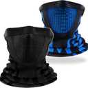 2 Pack Winter Neck Gaiter Warmer Windproof Ski Face Mask Cover Scarf Balaclava for Men Women Cold Weather Cycling (Black + Blue)