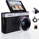 Black Digital Camera with 2" Flip Screen for Selfie, 1080P Point and Shoot Digital Camera with 32GB Card, 8X Zoom, Portable Vlogging Camera for Kids, Teens & Beginners