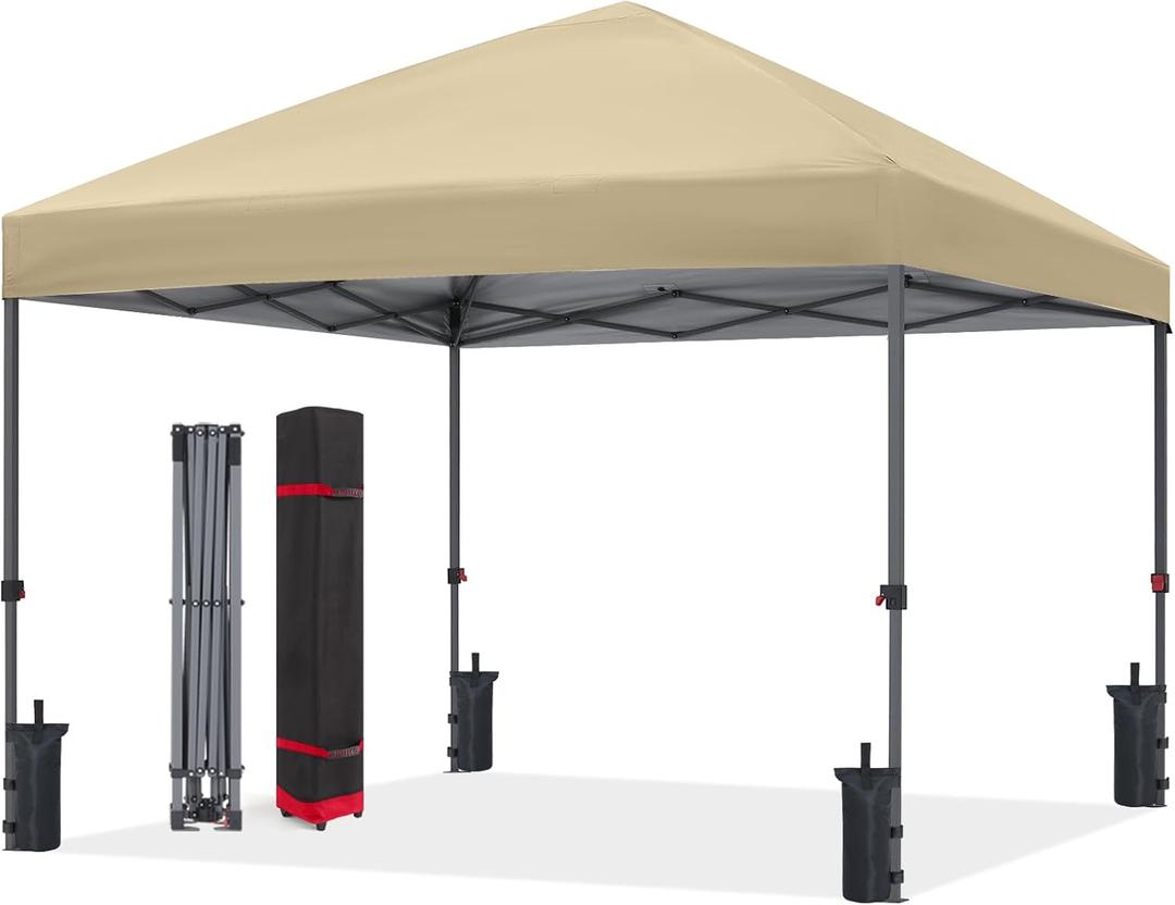 ABCCANOPY Pop Up Canopy - Outdoor Patio Portable Canopy Tent Heavy Duty for Backyard and Deck with 4 Sandbags(Beige, 8x8)
