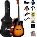 Winzz Acoustic-Electric Guitar 4/4 Full Size for Adults Beginners and Teens,6 Steel-String Acustica Guitarra Starter Kit, 4-Band Equaliser, 41" Dreadnought Cutaway, Glossy Sunburst, Right Hand