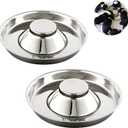 YUDANSI Stainless Steel Puppy Weaning Bowls, Cat Bowls for Food Water, Multiple Puppies Feeder Whelping Dishes, Litter Feeding Station Pans for Small Dogs Cats Eating at Same Time-Small Medium Large Size (10.2in-2pcs)