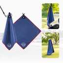 Stripebird - Magnetic Golf Towel (Blue) - Microfiber Golf Towel with Built-in Ultra-Strong Neodymium Magnetic Towel - 18" x 18" Golf Bag Towel