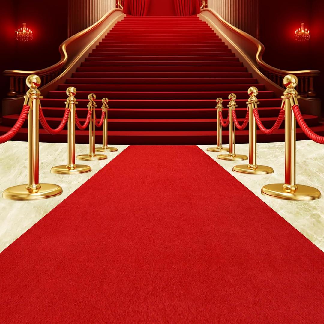 450 GSM Extra Thick Waterproof Red Carpet Runner for Events Decorations, 3X30 Ft Not Slip Red Runner Aisle Runway Rug for Wedding, Party, Banquet, Activity Entrance and Special Events Decorations
