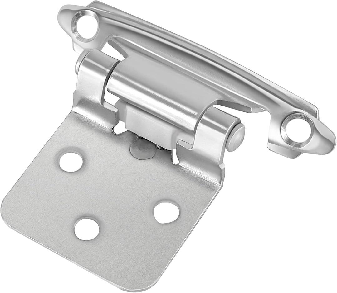 SEUNMUK 40 Pack 1/2 Inch Overlay Cabinet Hinges, Satin Nickel Cabinet Door Hinges, Face Mount Self Closing Variable Cabinet Hinges, with 200 Mounting Screws, Silver, Satin Nickel