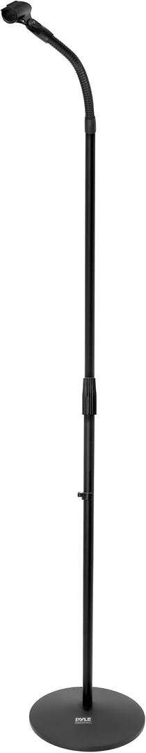 Pyle Universal Microphone Stand - M-6 Mic Holder USA Standard Adapter and Height Adjustable from 31.5 to 60 Inch High w/ Pivotable Gooseneck Mount - Heavy Duty Clutch Tension Knob PMKS32
