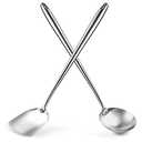 YOSUKATA 17’’ Wok Spatula and Ladle - Set of 2 Heat-Resistant Wok Tools - Universal Wok Ladle and Spatula - High-Grade 304 Stainless Steel Cooking Utensils and Wok Accessories - Solid Wok Utensils
