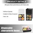 150 Pack Charcuterie Boxes with Clear Secure Lids, 5.3x4.9x2.5 Inches Black Square Disposable Food Containers Cookies Boxes for Sandwich, Pastry, Dessert