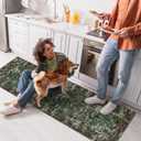 Runner Rug Boho Vintage Washable Area Rugs Dark Green Black 2x6 Neutral Modern Small Carpet Hallways Non Slip Runners for Kitchen Laundry Bedroom Living Room