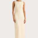 Woman's  Maxi Dress with Slit ( Size S, Beige)