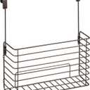 mDesign Over The Cupboard Hanging Storage Basket Metal Bakeware Organiser and Cutting Board Holder Excellent Kitchen Storage Solution Bronze